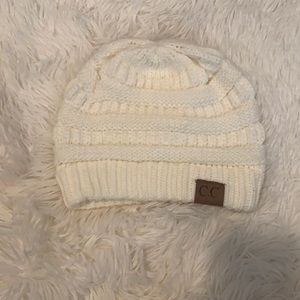 C.C white knit beanie
